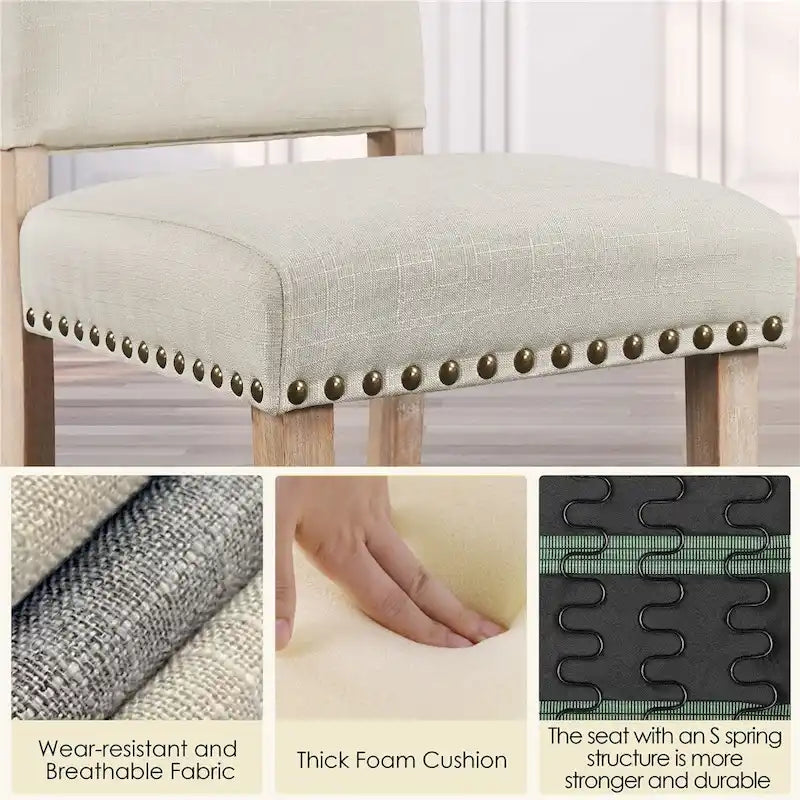 Lot de 2 chaises de salle à manger capitonnées avec clous décoratifs - 45,7 cm L x 57,1 cm l x 92,7 cm H