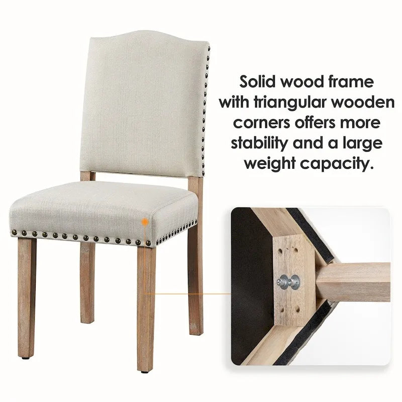 Lot de 2 chaises de salle à manger capitonnées avec clous décoratifs - 45,7 cm L x 57,1 cm l x 92,7 cm H