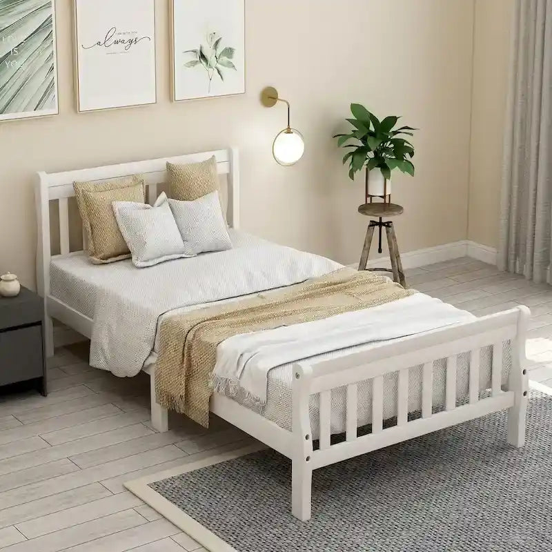 Lit plateforme en bois - Cadre de lit simple - Sommier à lattes