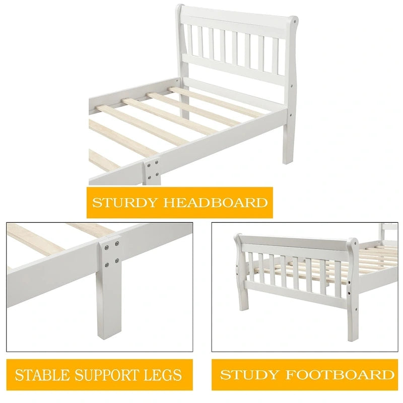 Lit plateforme en bois - Cadre de lit simple - Sommier à lattes