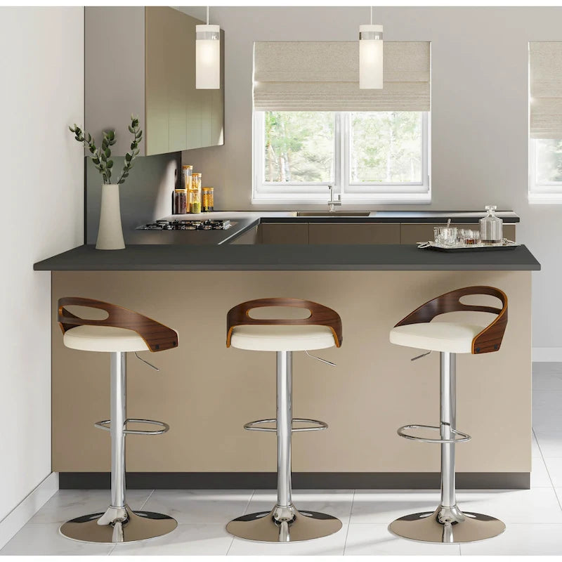 Tabourets de bar réglables (avec repose-pieds ovales, lot de 2)