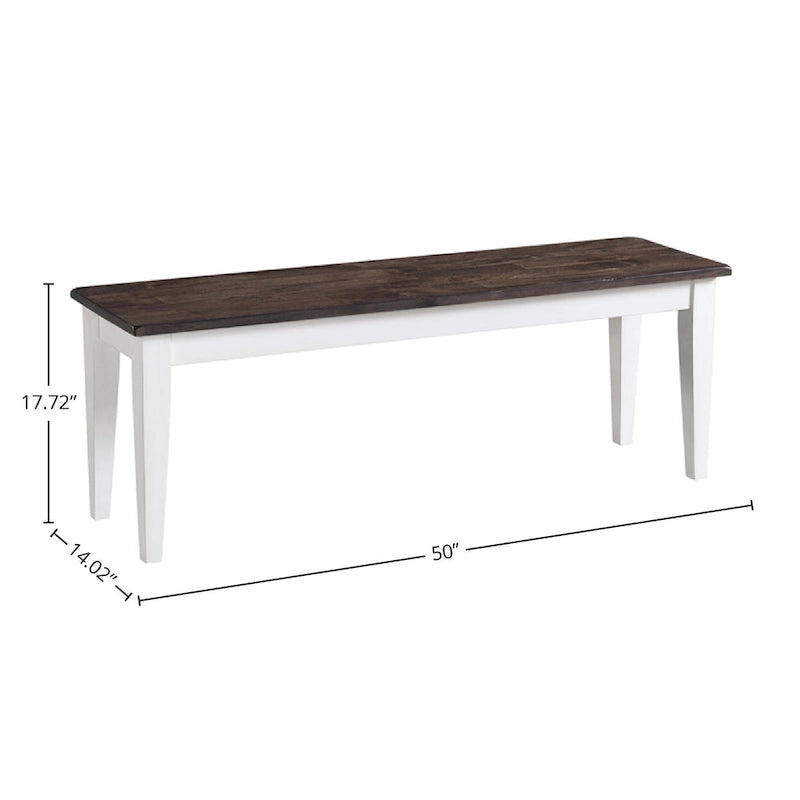 Banc sans dossier gris et blanc avec assise en bois