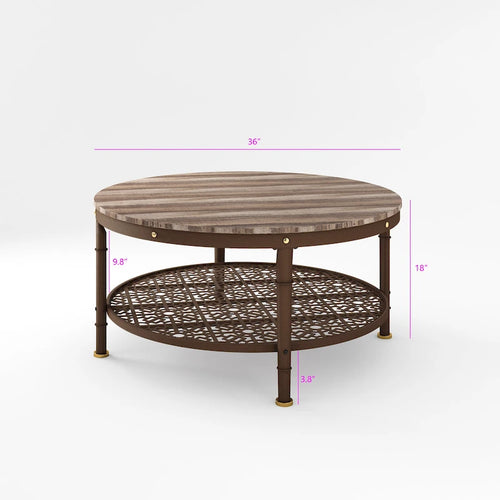 Table basse ronde de 36 pouces avec rangement - 36*36*18 pouces