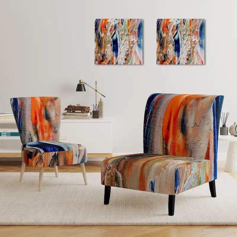 Fauteuil d'appoint et fauteuil rembourrés modernes Colorful Abstract Painting Strokes II