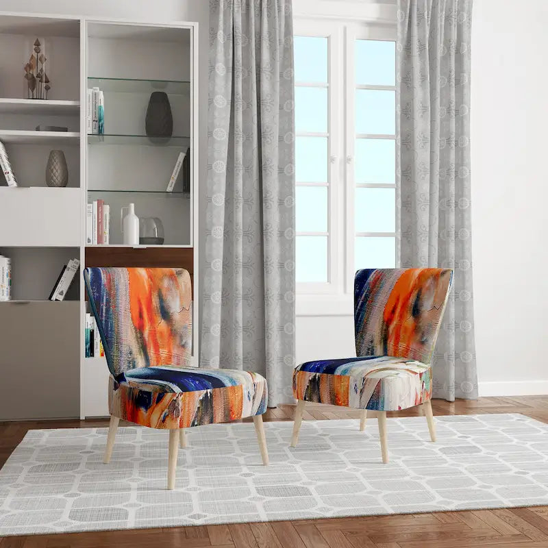 Fauteuil d'appoint et fauteuil rembourrés modernes Colorful Abstract Painting Strokes II
