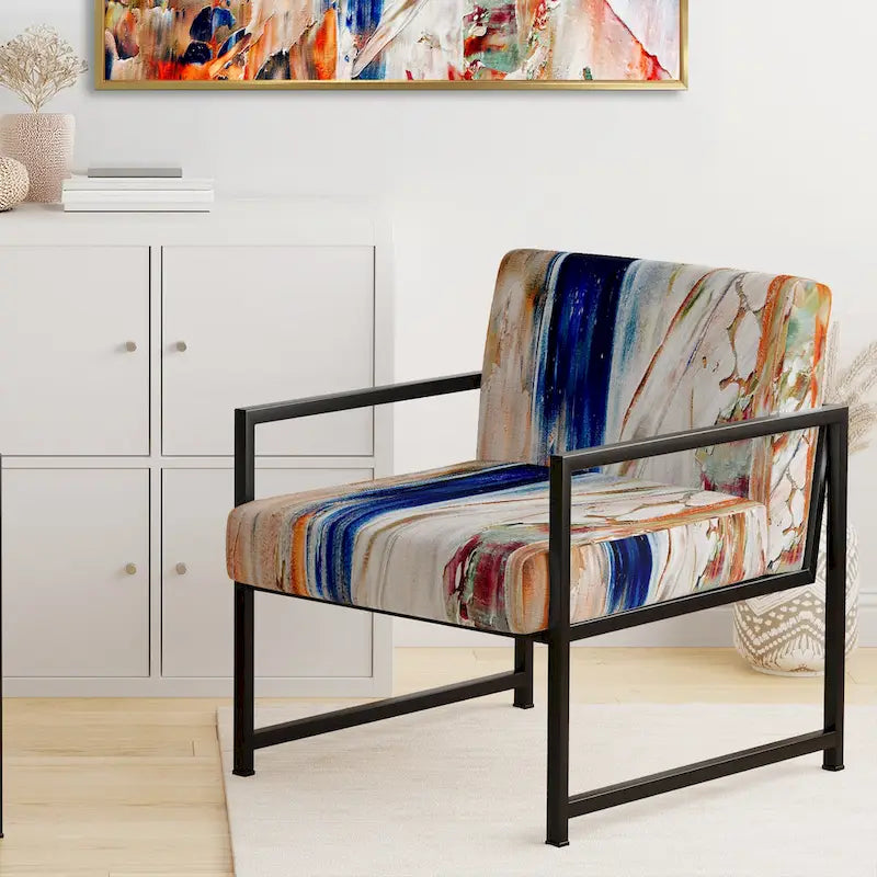 Fauteuil d'appoint et fauteuil rembourrés modernes Colorful Abstract Painting Strokes II