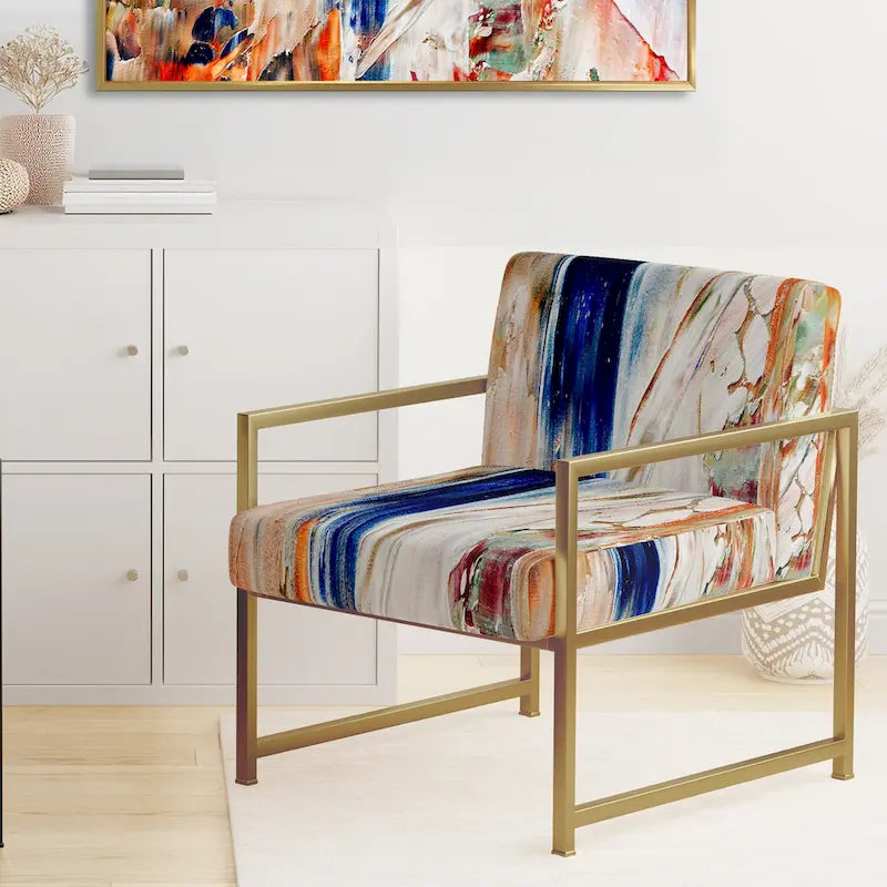 Fauteuil d'appoint et fauteuil rembourrés modernes Colorful Abstract Painting Strokes II