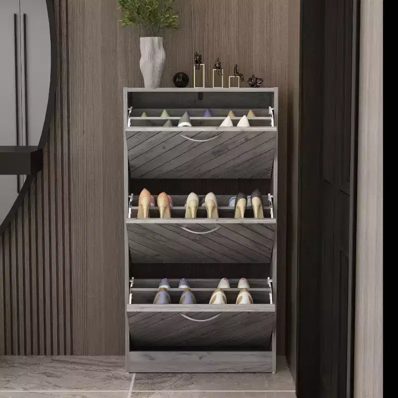 Famapy 3-Tiers Entryway Shoe Cabinet With Flipped Drawers