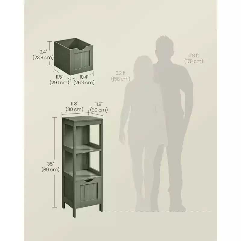 VASAGLE Bathroom Floor Cabinet, Bathroom Storage Organizer Rack Stand, Multifunctional Corner Unit, 2 Drawers, 35 Inches in Height