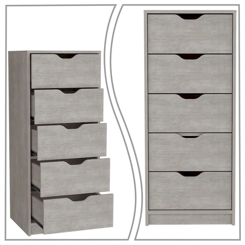 Commode de rangement verticale minimaliste vintage à 5 tiroirs