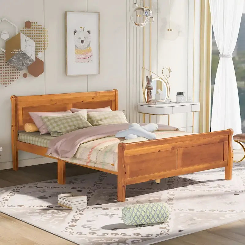 Lit plate-forme en bois Queen Size avec tête de lit