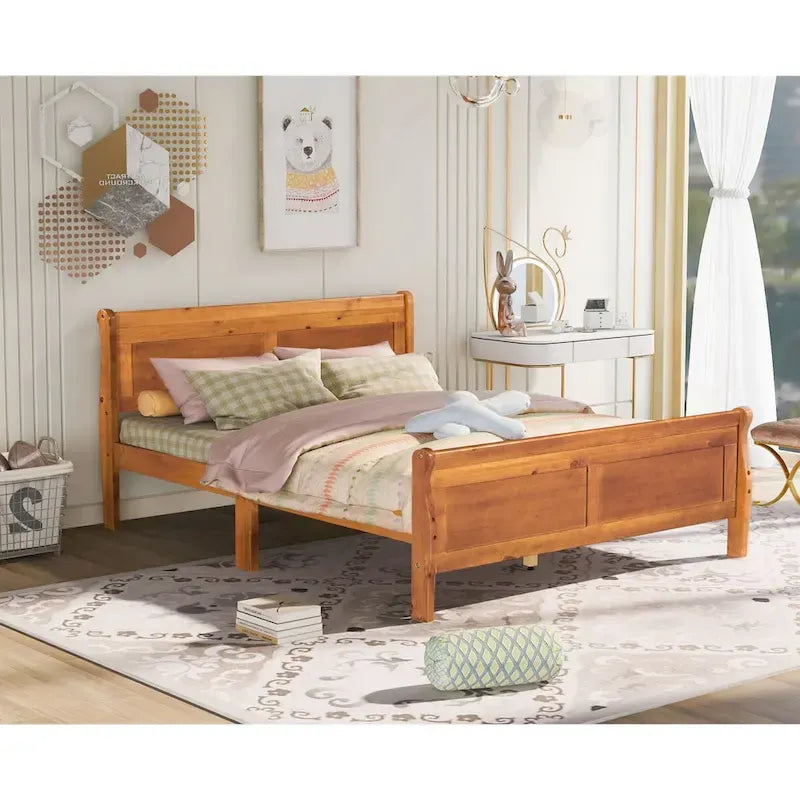 Lit plate-forme en bois Queen Size avec tête de lit