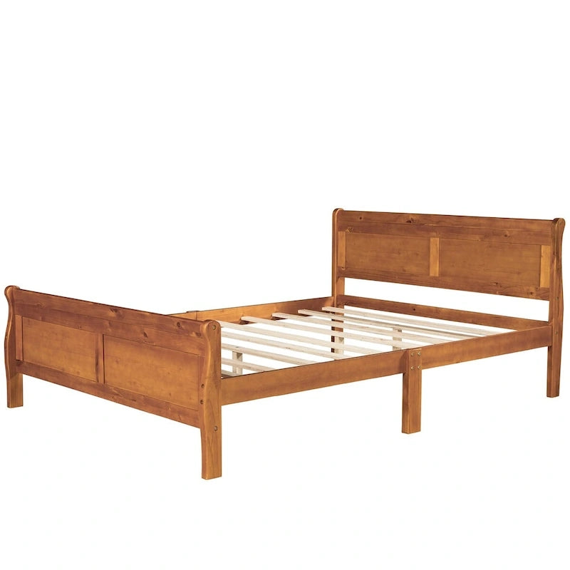 Lit plate-forme en bois Queen Size avec tête de lit