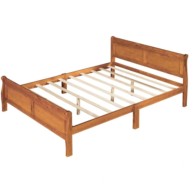 Lit plate-forme en bois Queen Size avec tête de lit