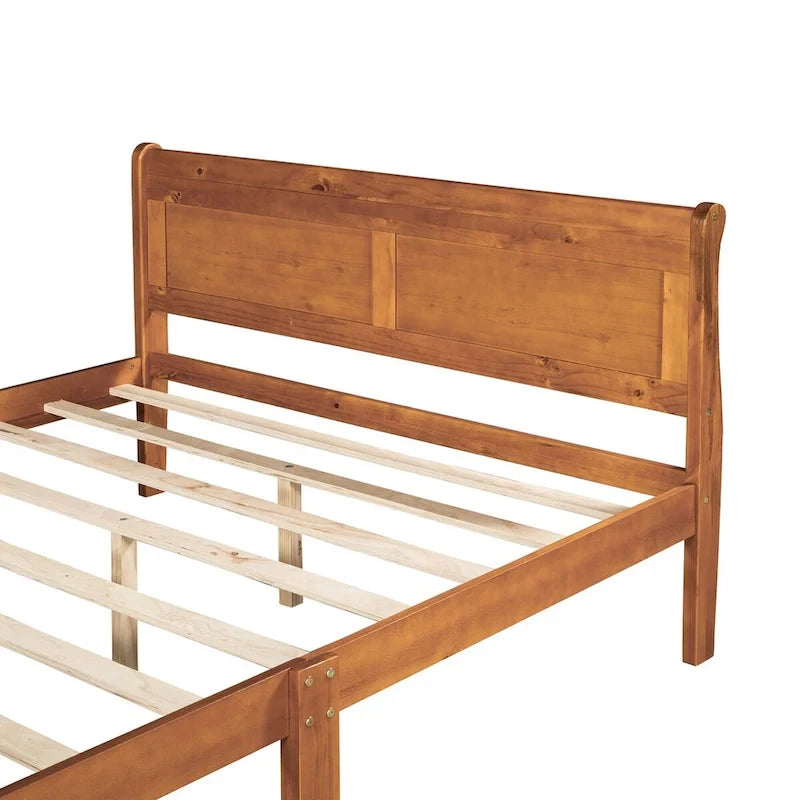 Lit plate-forme en bois Queen Size avec tête de lit