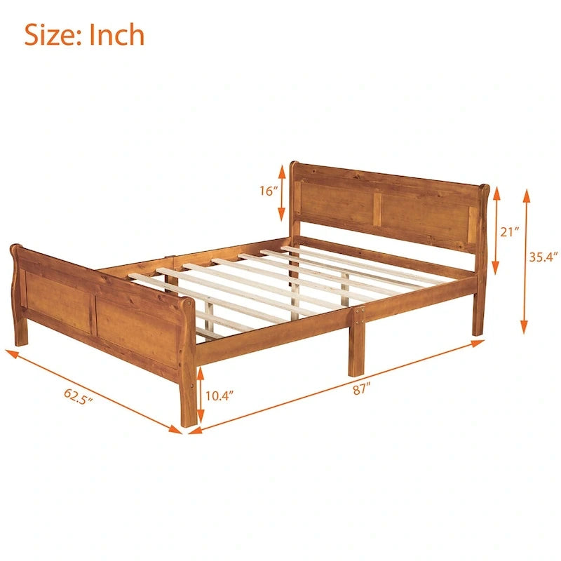Lit plate-forme en bois Queen Size avec tête de lit