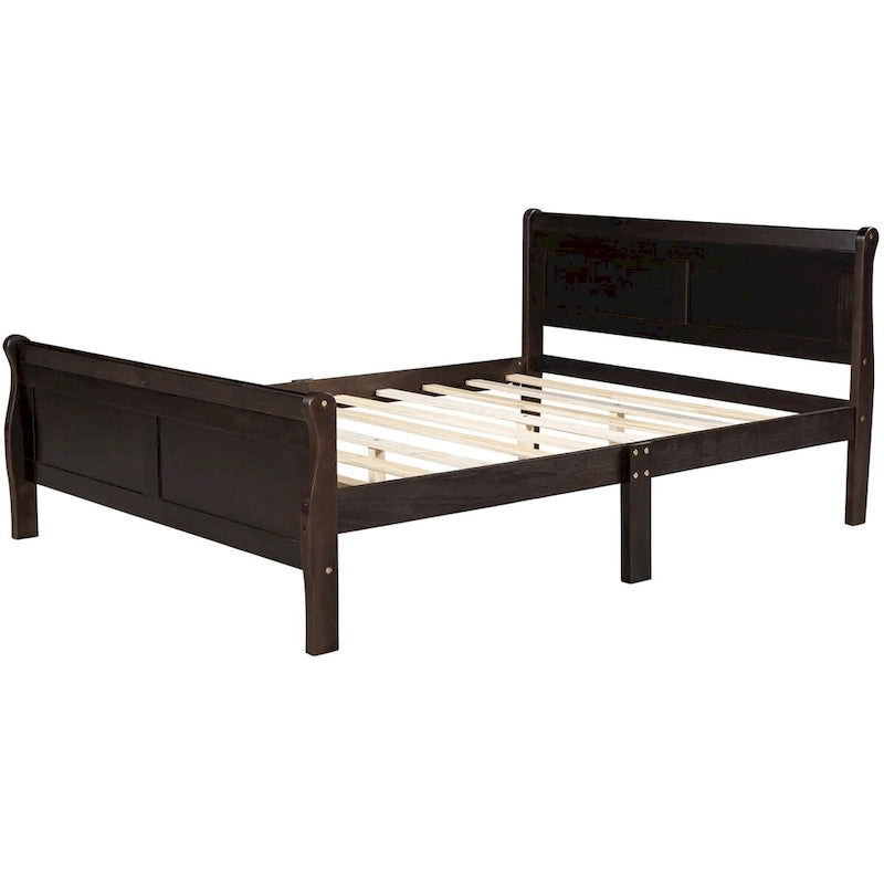 Lit plate-forme en bois Queen Size avec tête de lit