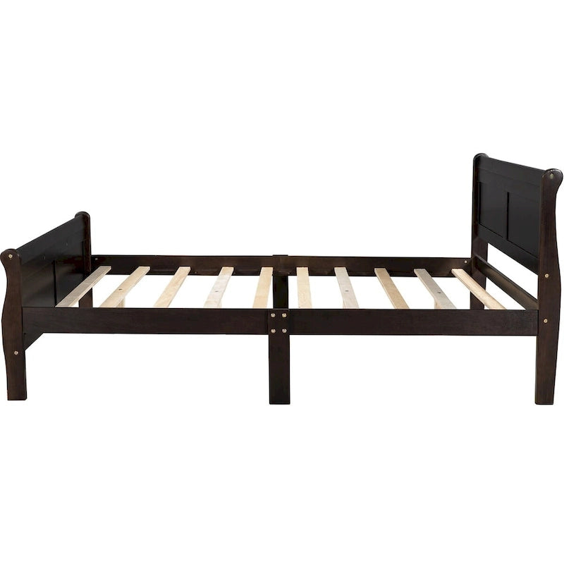 Lit plate-forme en bois Queen Size avec tête de lit