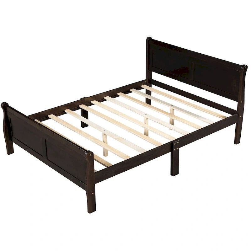 Lit plate-forme en bois Queen Size avec tête de lit