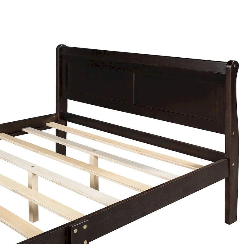Lit plate-forme en bois Queen Size avec tête de lit