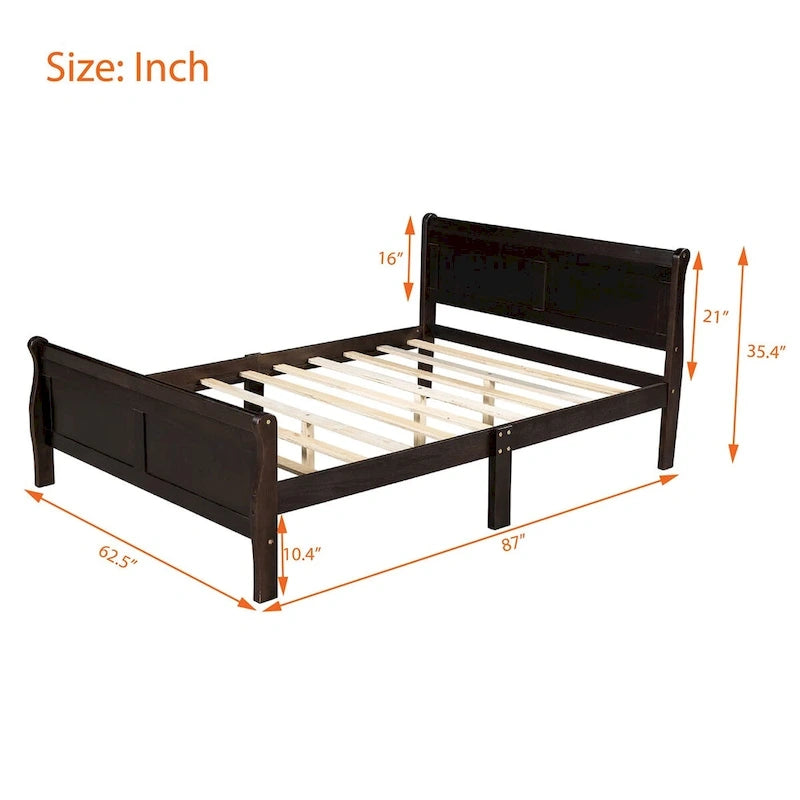 Lit plate-forme en bois Queen Size avec tête de lit