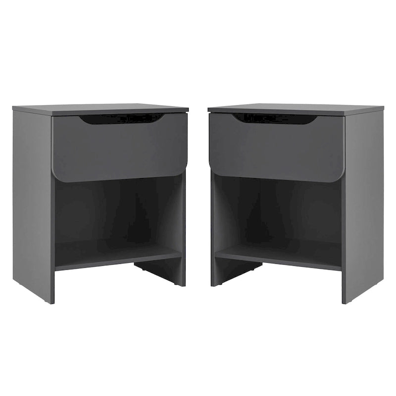 Table de chevet moderne à 1 tiroir avec niche de rangement (Lot de 2)