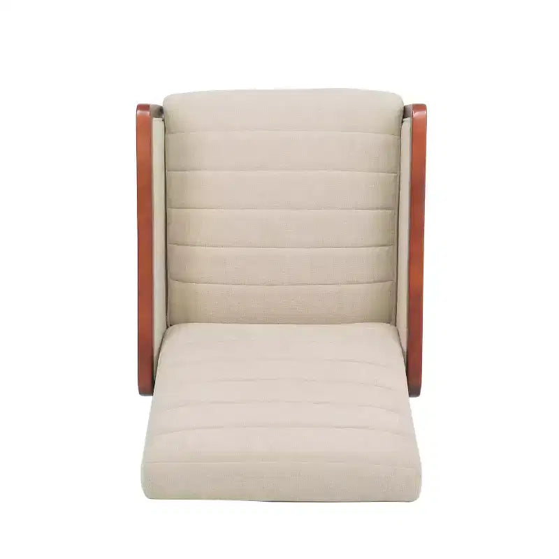 GDFStudio Mendota Mid Century Modern Fabric Channel Stitch Wood Pushback Recliner