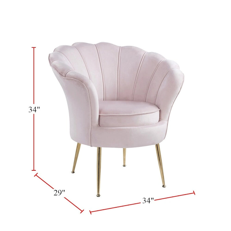 Fauteuil crapaud en velours avec dossier festonné et pieds en métal