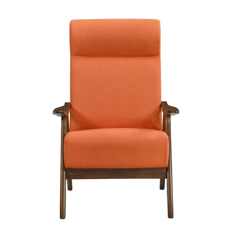 Fauteuil d'appoint 32 pouces, lin de polyester orange, bois massif