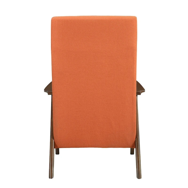 Fauteuil d'appoint 32 pouces, lin de polyester orange, bois massif