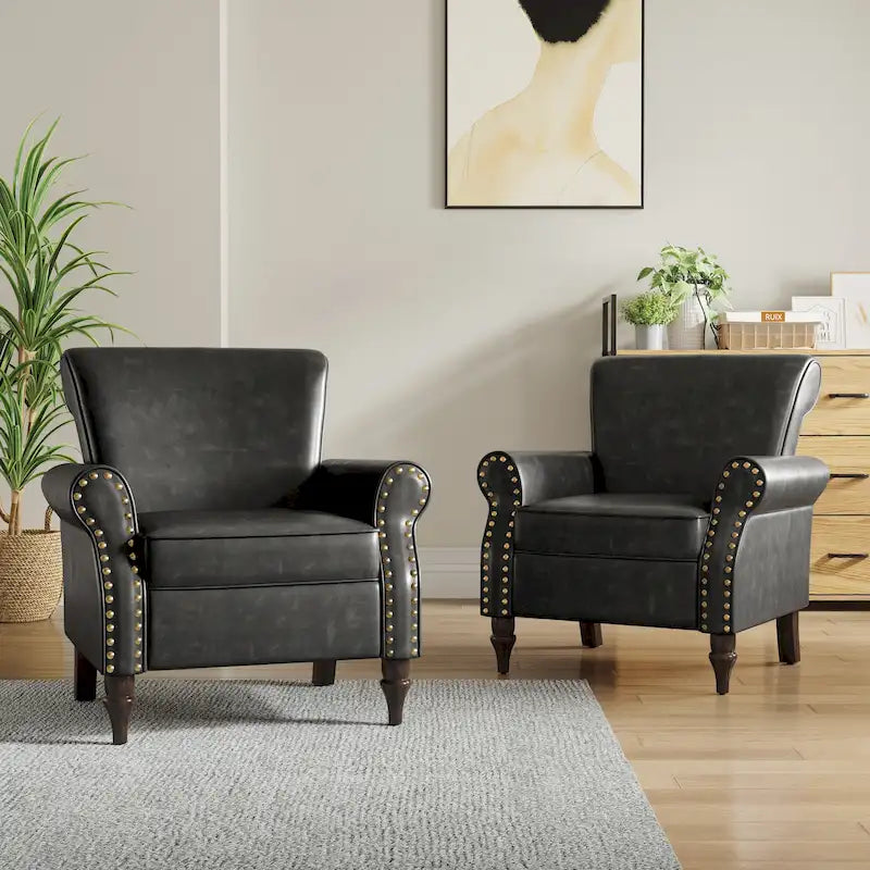 Fauteuil accent cuir synthétique avec 2 clous décoratifs