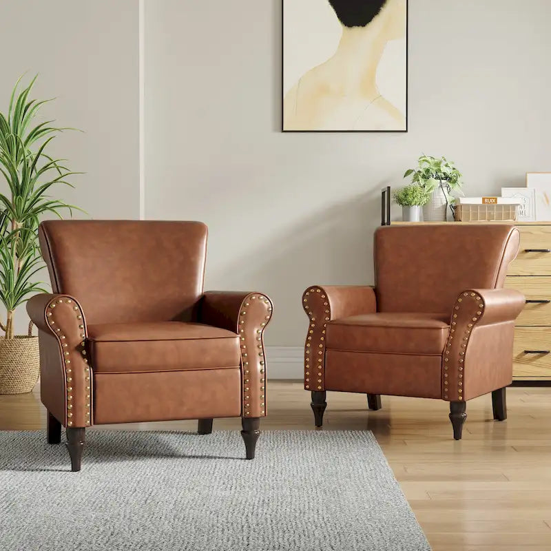 Fauteuil accent cuir synthétique avec 2 clous décoratifs
