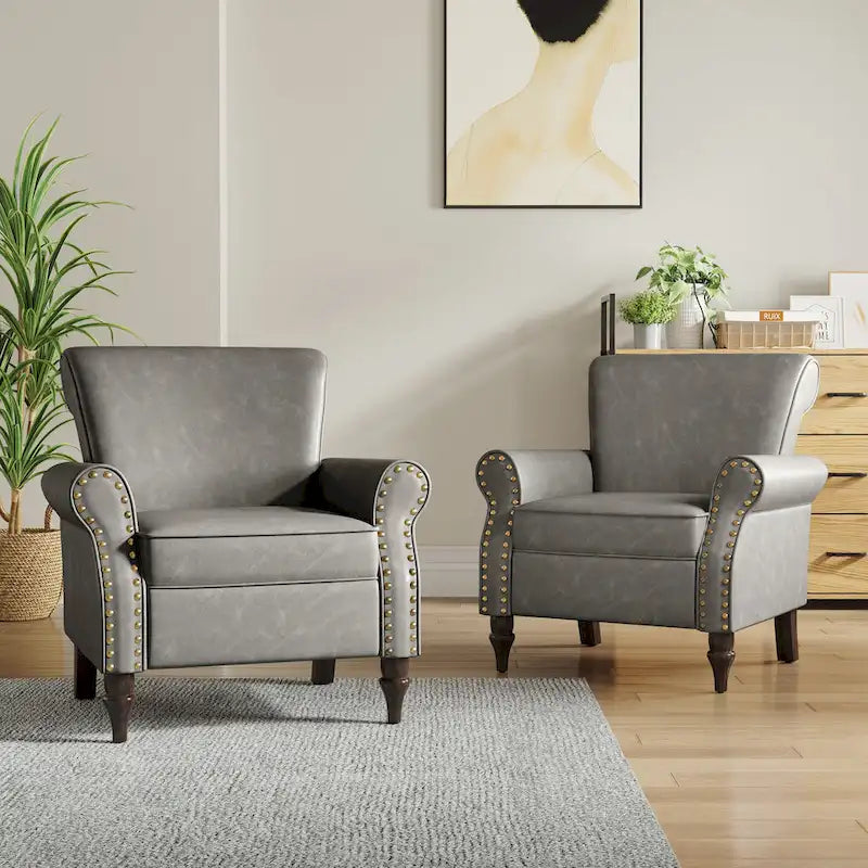 Fauteuil accent cuir synthétique avec 2 clous décoratifs