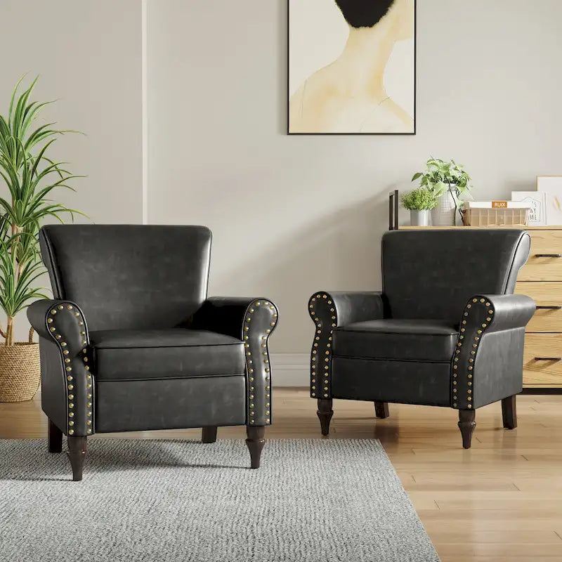 Fauteuil accent cuir synthétique avec 2 clous décoratifs