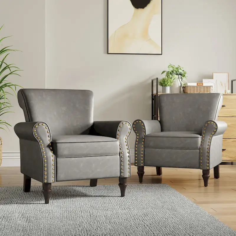 Fauteuil accent cuir synthétique avec 2 clous décoratifs
