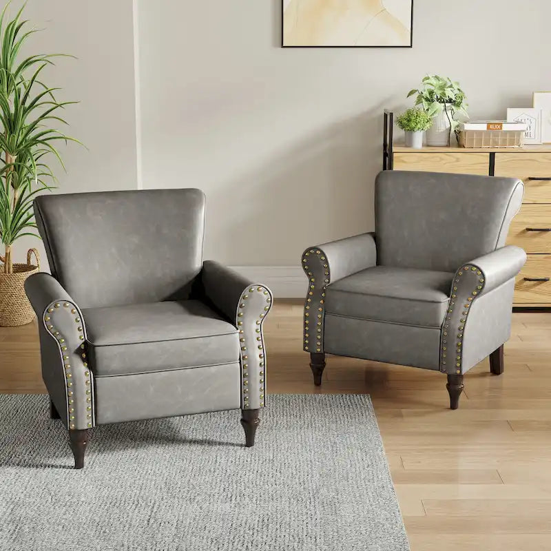 Fauteuil accent cuir synthétique avec 2 clous décoratifs