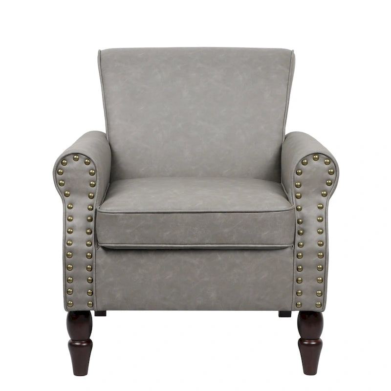 Fauteuil accent cuir synthétique avec 2 clous décoratifs