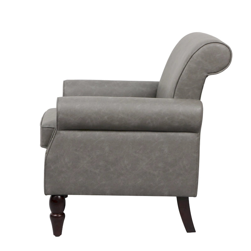 Fauteuil accent cuir synthétique avec 2 clous décoratifs