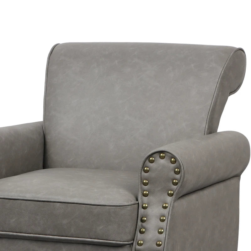 Fauteuil accent cuir synthétique avec 2 clous décoratifs