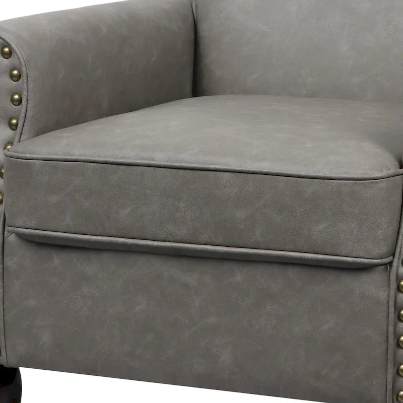 Fauteuil accent cuir synthétique avec 2 clous décoratifs