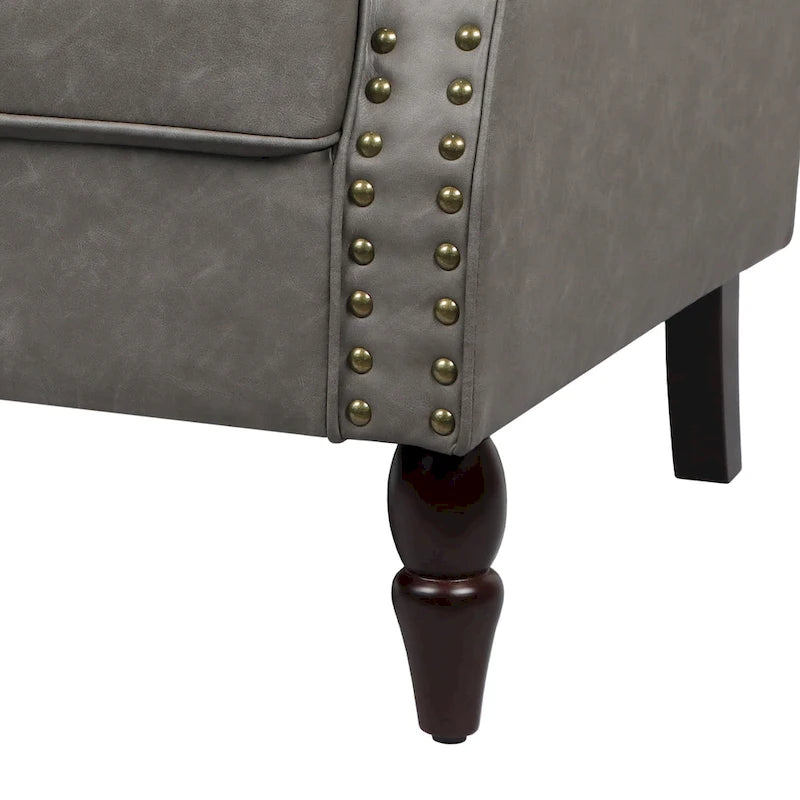 Fauteuil accent cuir synthétique avec 2 clous décoratifs