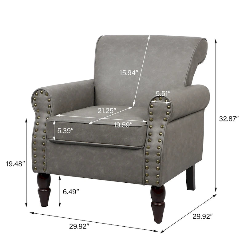 Fauteuil accent cuir synthétique avec 2 clous décoratifs