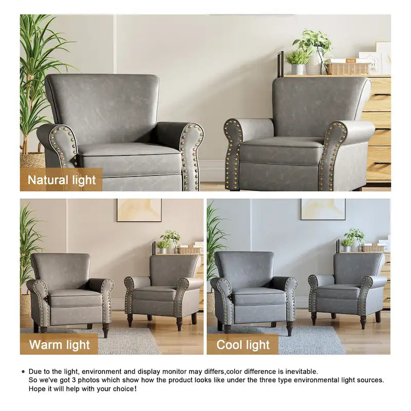 Fauteuil accent cuir synthétique avec 2 clous décoratifs