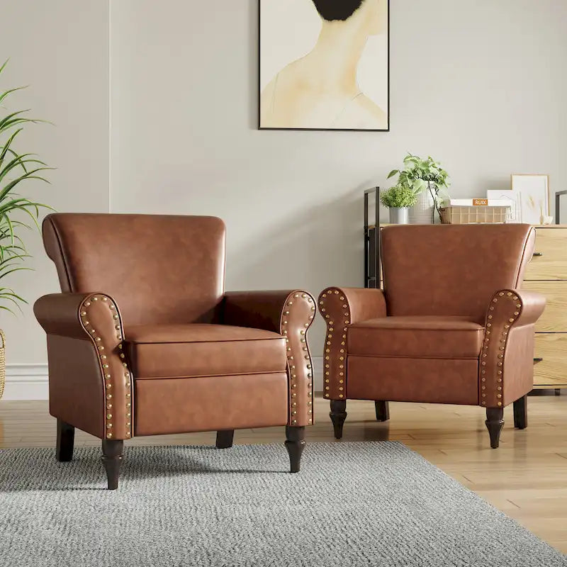 Fauteuil accent cuir synthétique avec 2 clous décoratifs