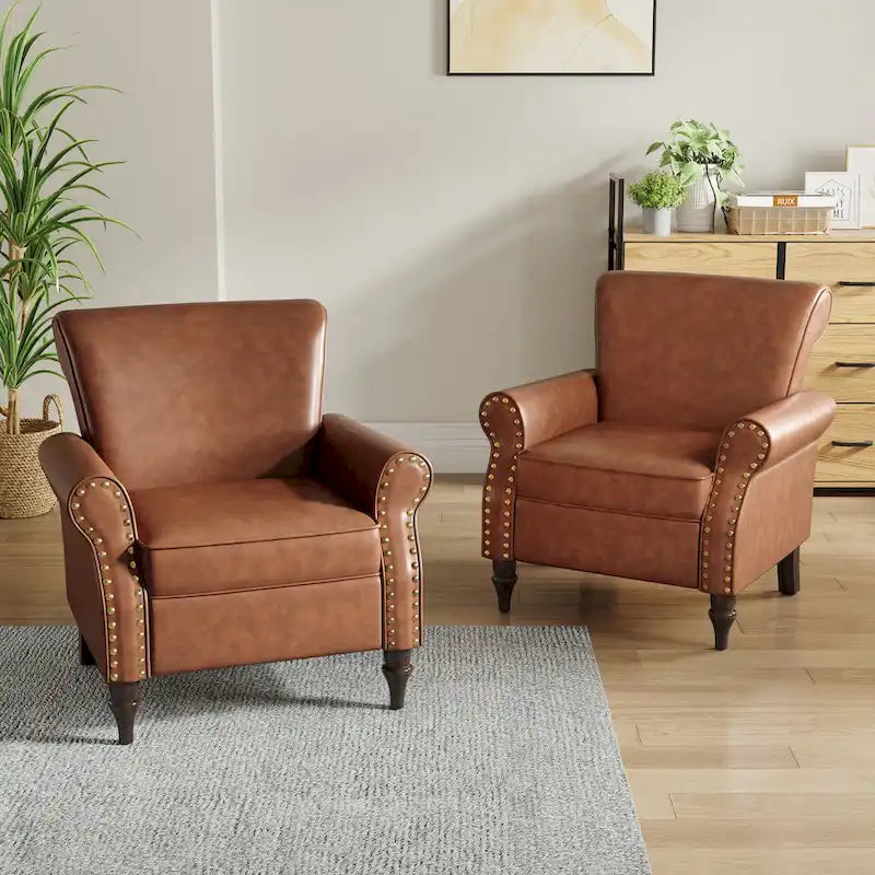 Fauteuil accent cuir synthétique avec 2 clous décoratifs