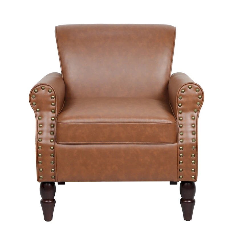 Fauteuil accent cuir synthétique avec 2 clous décoratifs