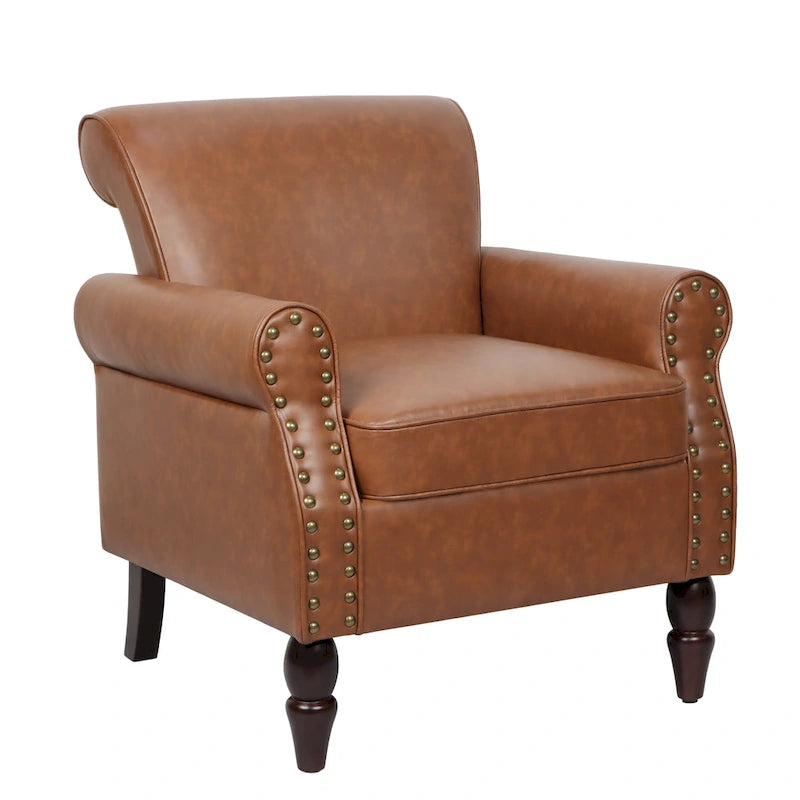Fauteuil accent cuir synthétique avec 2 clous décoratifs