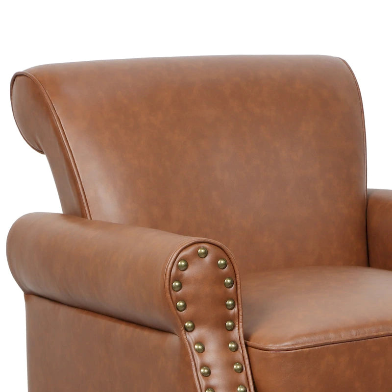 Fauteuil accent cuir synthétique avec 2 clous décoratifs