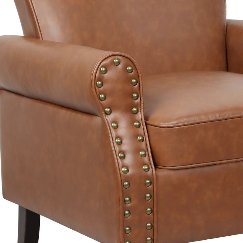 Fauteuil accent cuir synthétique avec 2 clous décoratifs
