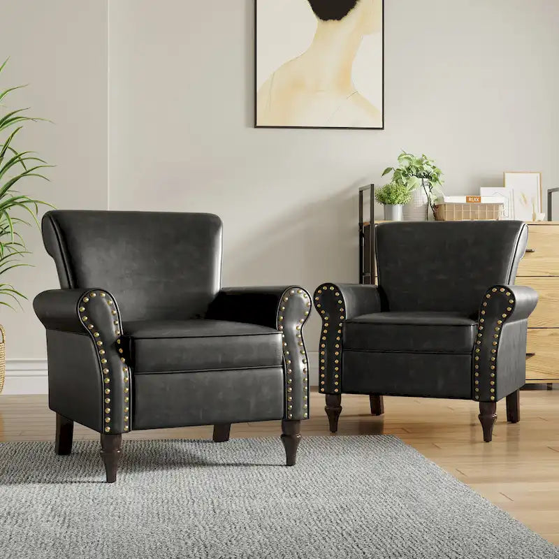Fauteuil accent cuir synthétique avec 2 clous décoratifs